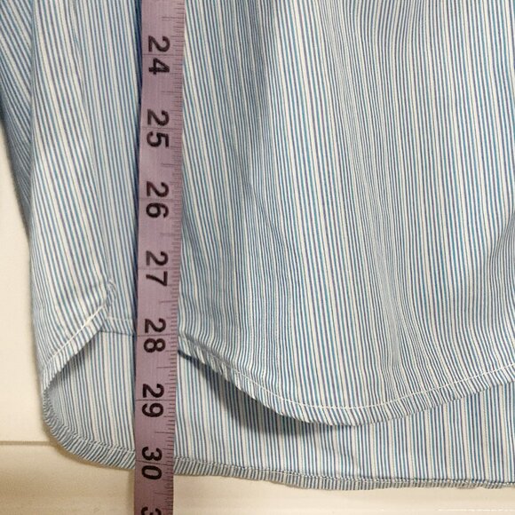 CALVIN KLEIN Men's blue vertical striped button-down shirt ~ LARGE button-down - Picture 5 of 12